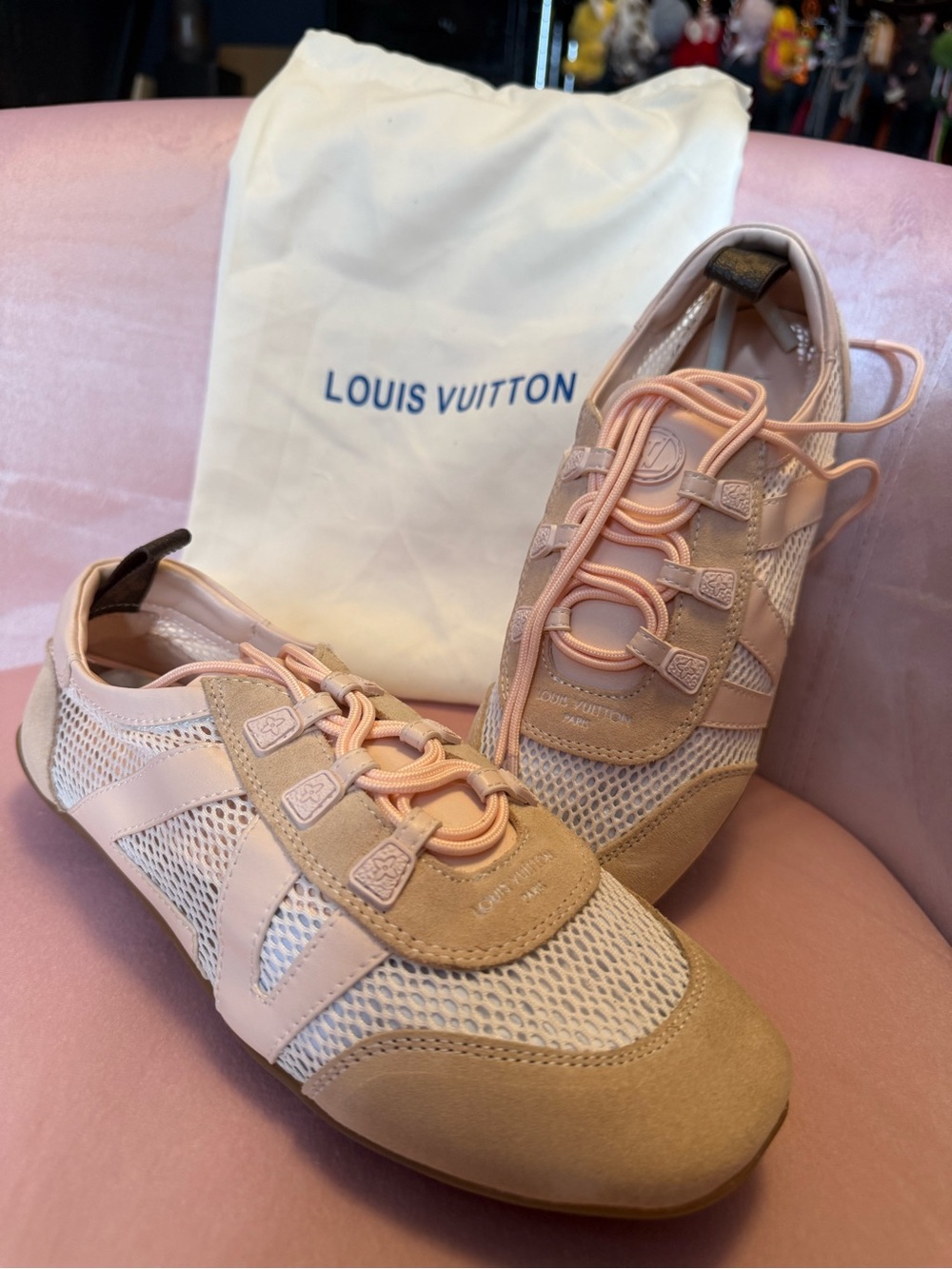 Source Unknown Pink Beige Mesh & Suede Women’s Sneakers